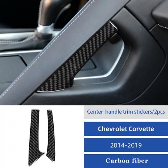Carbon Fiber Center Handle Cover Sticker For Chevrolet Corvette C7 2014-