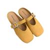 French Retro Baotou Half-slipper Women's Spring and Summer Flat Square Toe Flip-flops Single Shoes