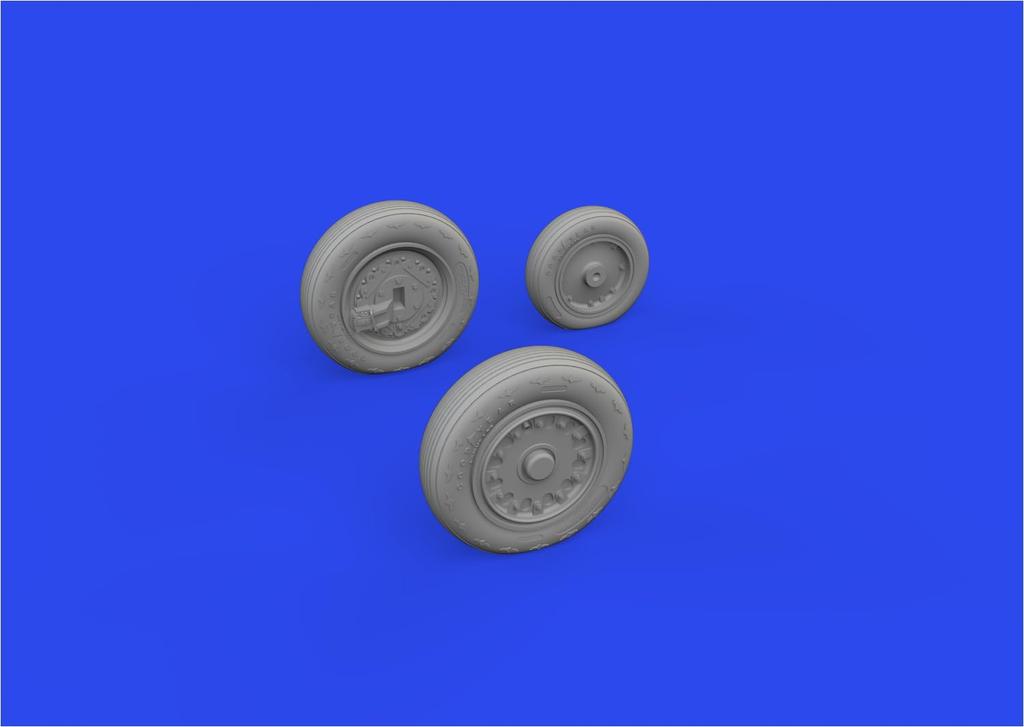 Eduard 1/48 Brassin Saab J35 Draken Wheel Type 1 (for Hasegawa) Plastic Model Kit Parts EDU648934