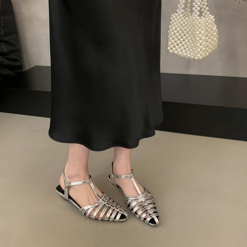 Fashion Women's Flat Sandals Fashion Summer Genuine Leather Casual Sexy Round Toe Party Daily Dress Up Sandals