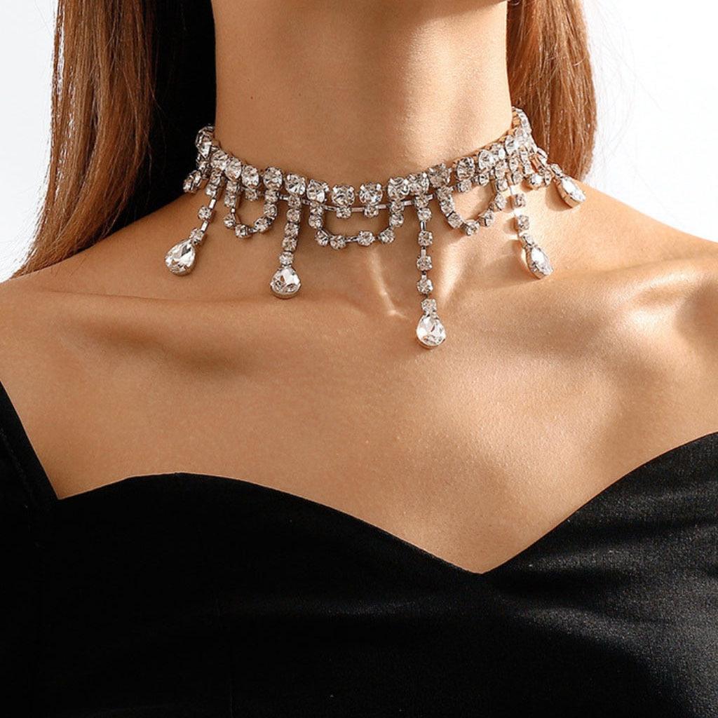 European And American Flash Diamond High-End Necklace Collarbone Chain Choker Fashion Simple Necklace