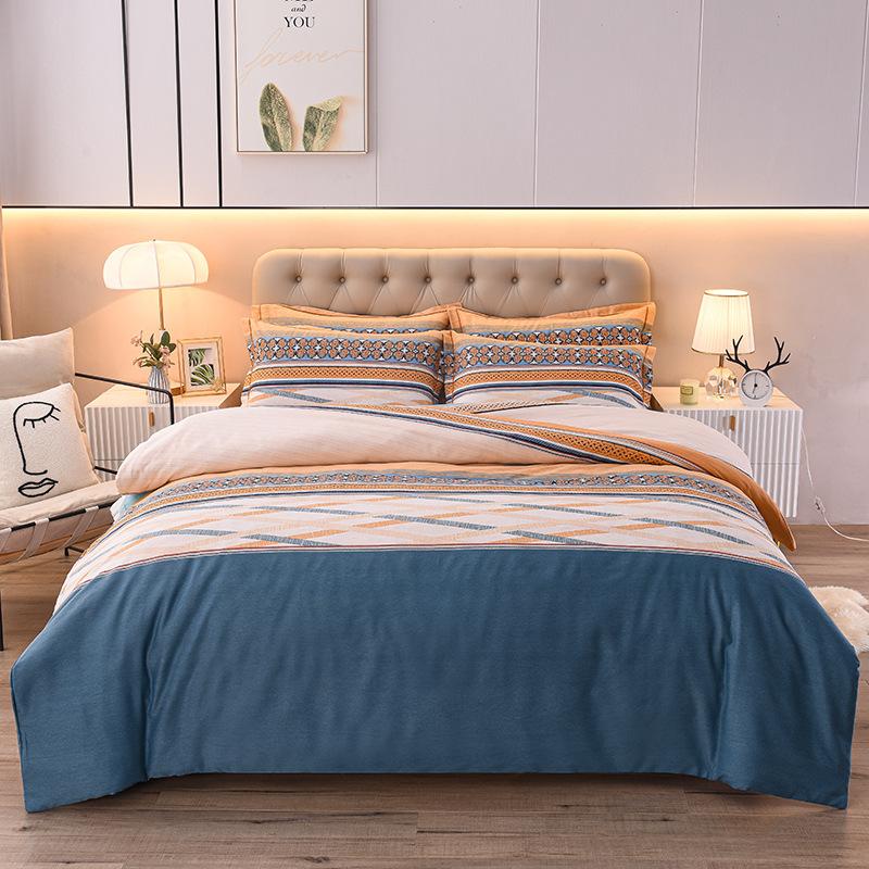 Thickened Cotton Four-piece Set, Pure Cotton Bed Sheet Quilt Cover, Dormitory Three-piece Set, Bedding