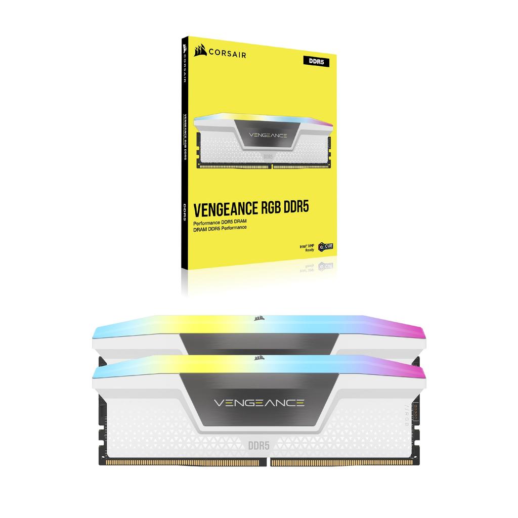 CORSAIR VENGEANCE RGB DDR5 Memory 32GB x Maximum 6000MHz Intel XMP Compatible CL36 Desktop PC White CMH32GX5M2E6000C36W (16GB 2)