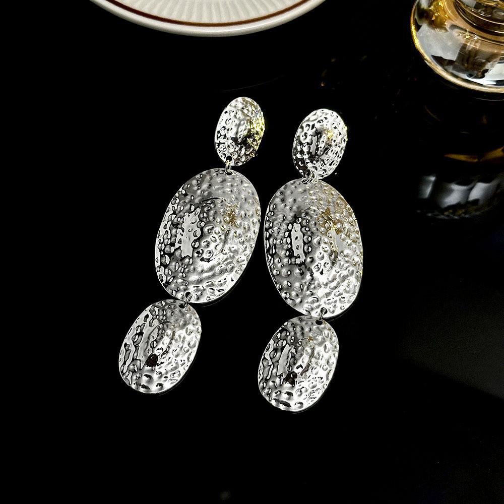 Vintage Rhinestone Geometric Stud Earrings - Retro Court Style, Niche Design, Light Luxury, High-End