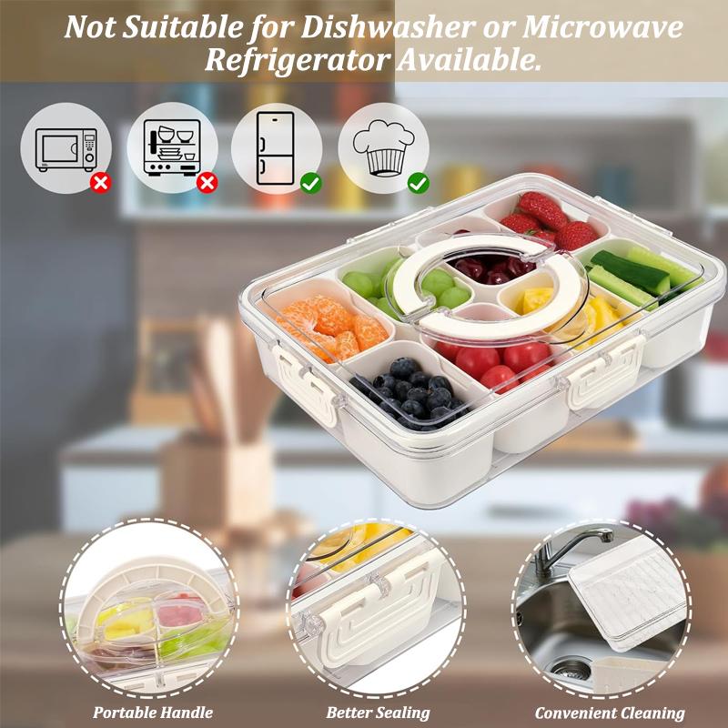 Küchengewürz Aufbewahrungsbox Gewürzbox 4/8 Fächer Unterteilte Servierplatte mit Deckeln Für Süßigkeiten Nüsse Kekse Obst Snacks Aufbewahrung