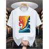 T-shirt Casual Stampata Digitale da Uomo Wave Pioneer Taglia Europea, Girocollo, Manica Corta, Stile Hip-Hop Streetwear, Tendenza Estiva Europea e Americana