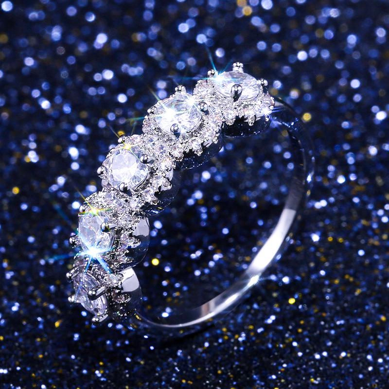 

Медное Позолоченное Кольцо Помолвочное с Микро-Цирконием, Женское Кольцо-Полоска на Платформе. No. 10 белый