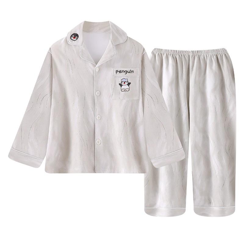 Boys Cotton Pajama Set Long Sleeve Cartoon Print Sleepwear Kids 8 Years Home Loungewear