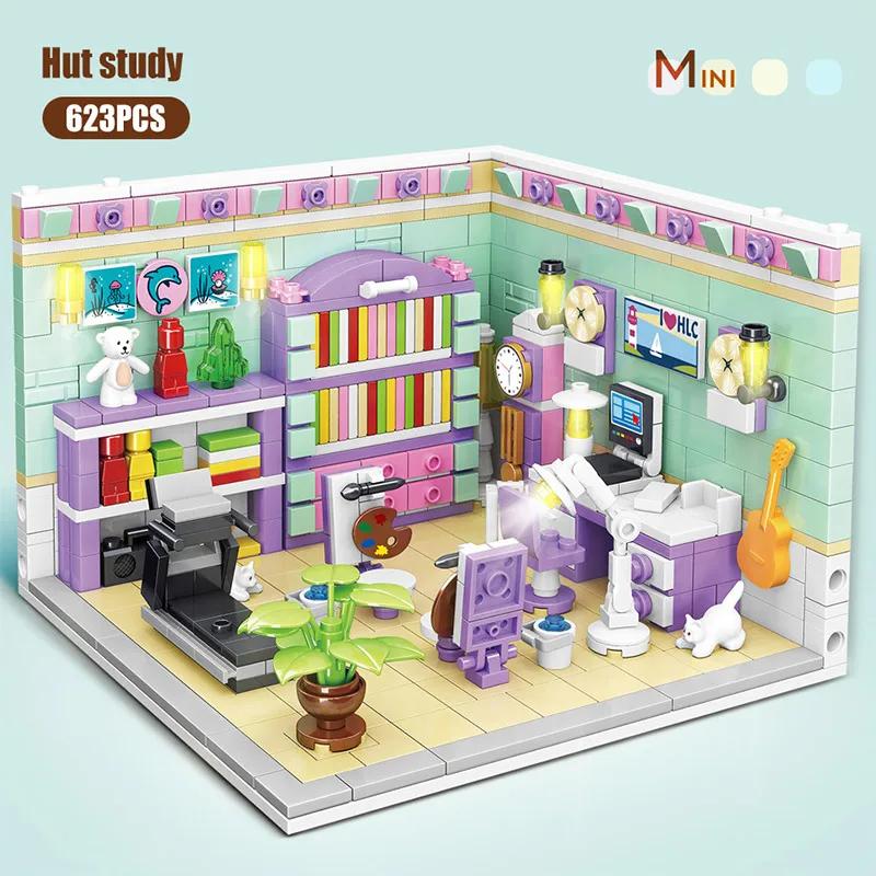 Non-Toxic Mini City Street View Cabin Building Blocks Dream House Decoration Cottage Bricks Friends Toys For Children Decoration Gifts