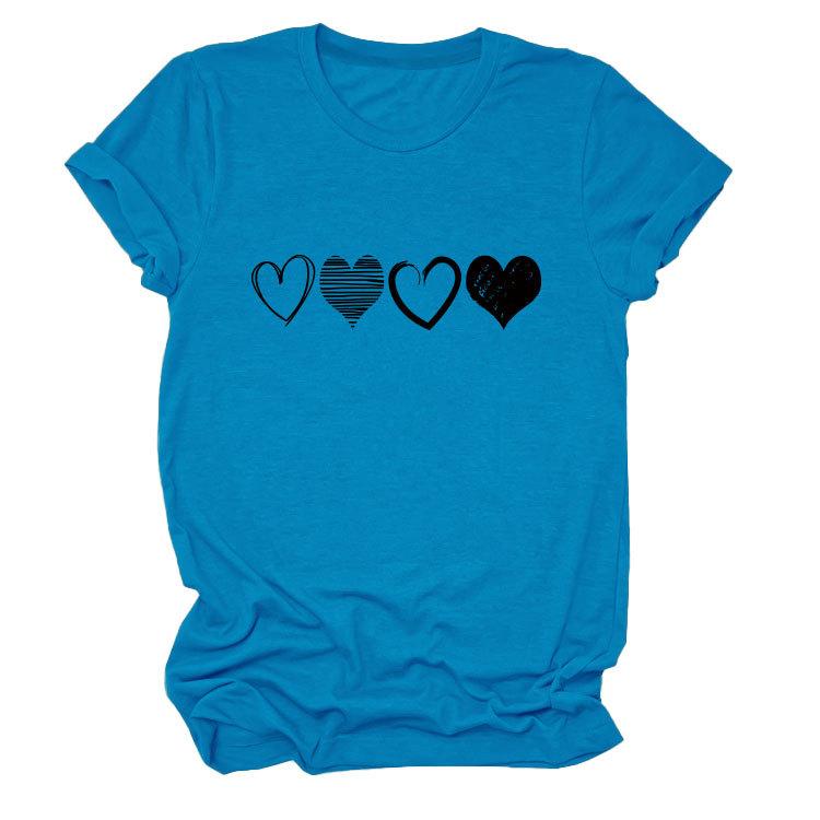 Fashion Trends Four Different Hollow-Out Love Women's Crew Neck Short Sleeve T-Shirts