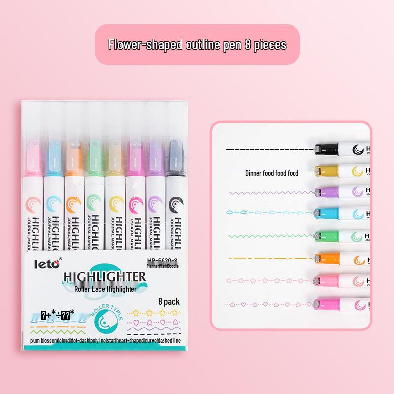 

Ручка-контур с 8 цветами и цветочным узором для ведения дневника и скрапбукинга