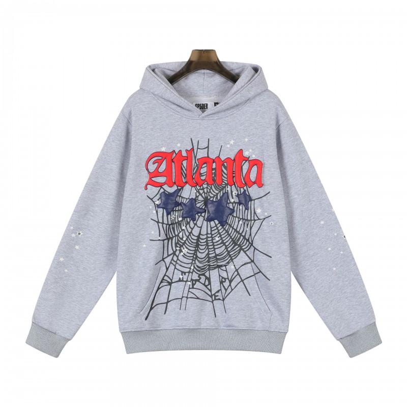 Unisex Oversized Hoodie With Spiderweb Foil Print Hip Hop Streetwear Cotton Sweatshirt