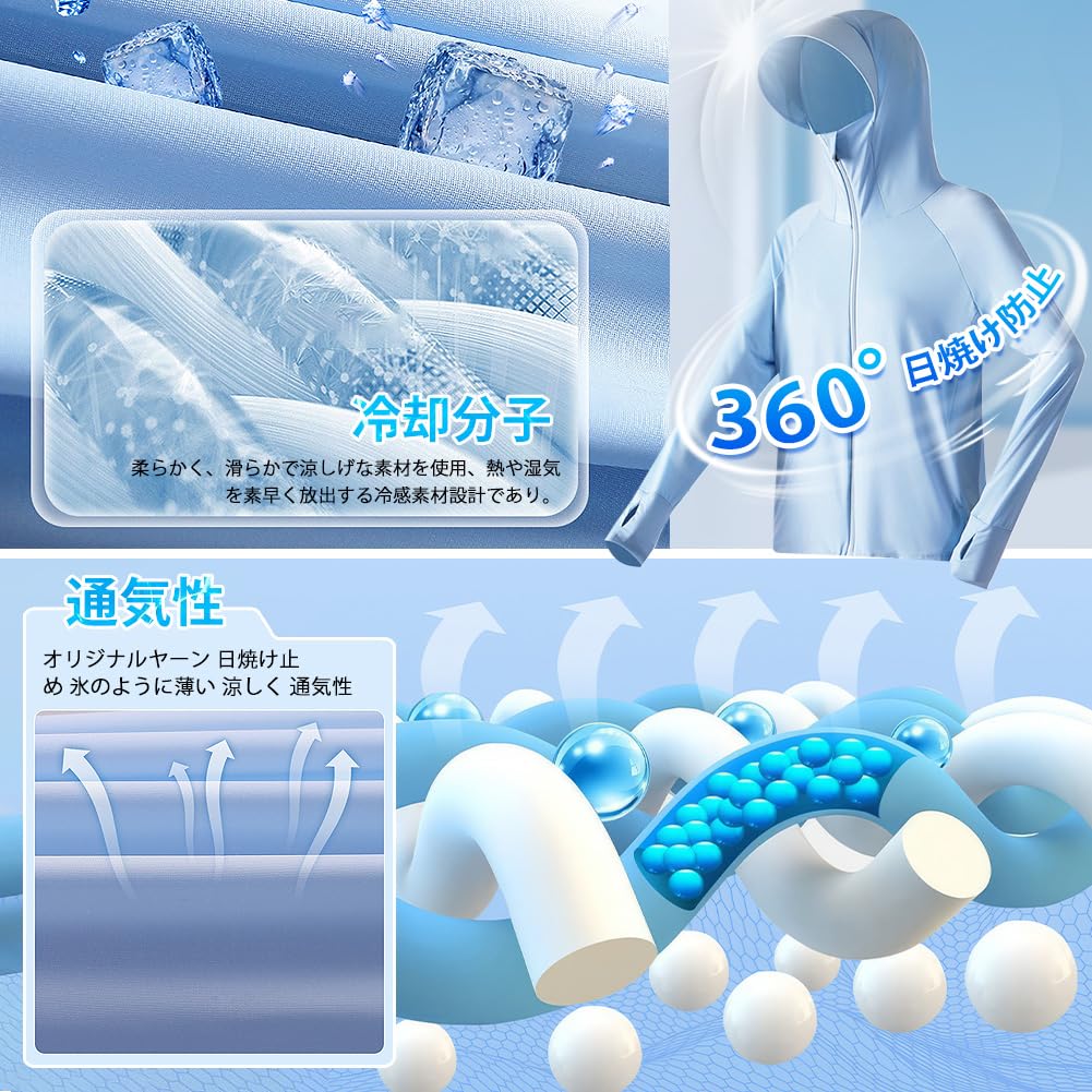 UV Sun Cool Quick Long Summer UV Protection [Goodfeel] Women's Rashguard, 99% Protection, UPF50+, Hoodie, Protection, Material, Breathable, Drying,