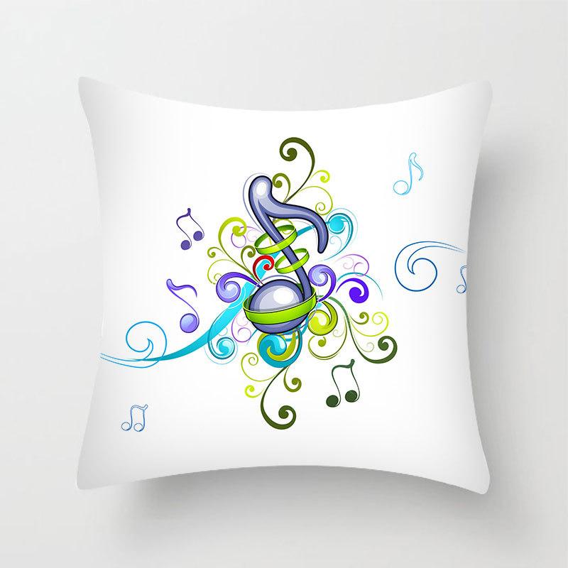 

Cartoon Music Bedroom Sofa Home Car Peach Skin Pillowcase Creative Printing 45 * 45cm