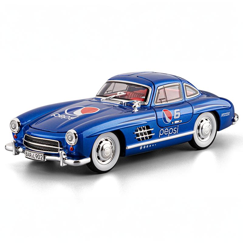 

1:24 Benz 300SL Coca Cola Pepsi Cola Classic Vintage Car Alloy Diecast Model Car Front Desk Display Decoration Ornaments Holiday