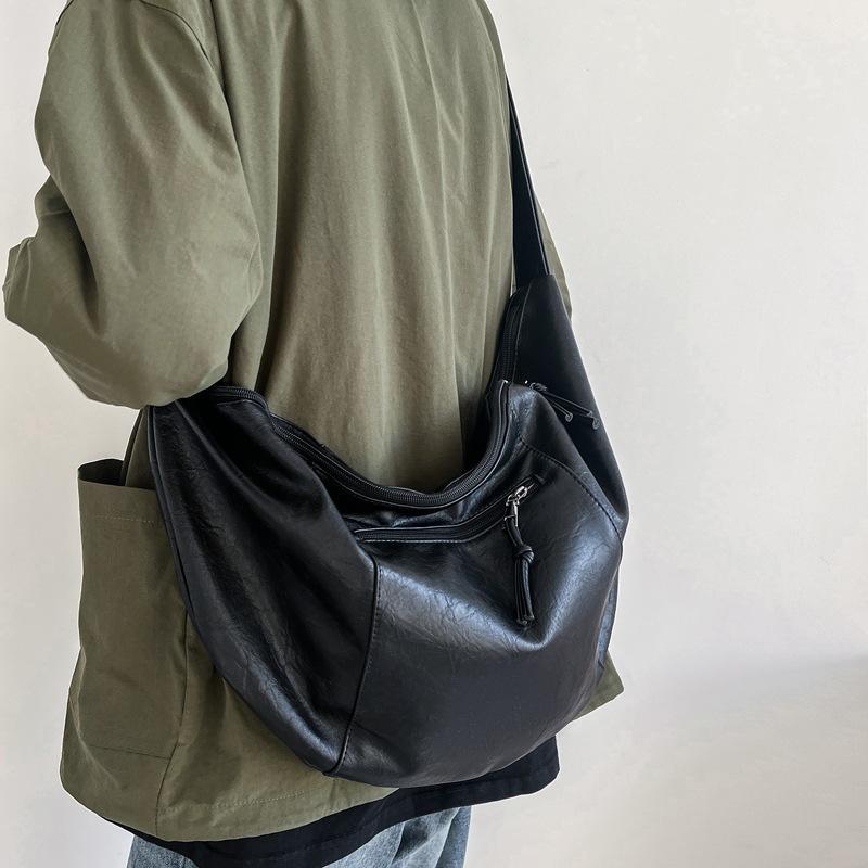 

Ретро мягкая поддержка новая сумка-мессенджер через плечо большой вместимости для поездок на работу плечевой рюкзак с косым ремнем фитнес-сумка сумка для отдыха чёрный