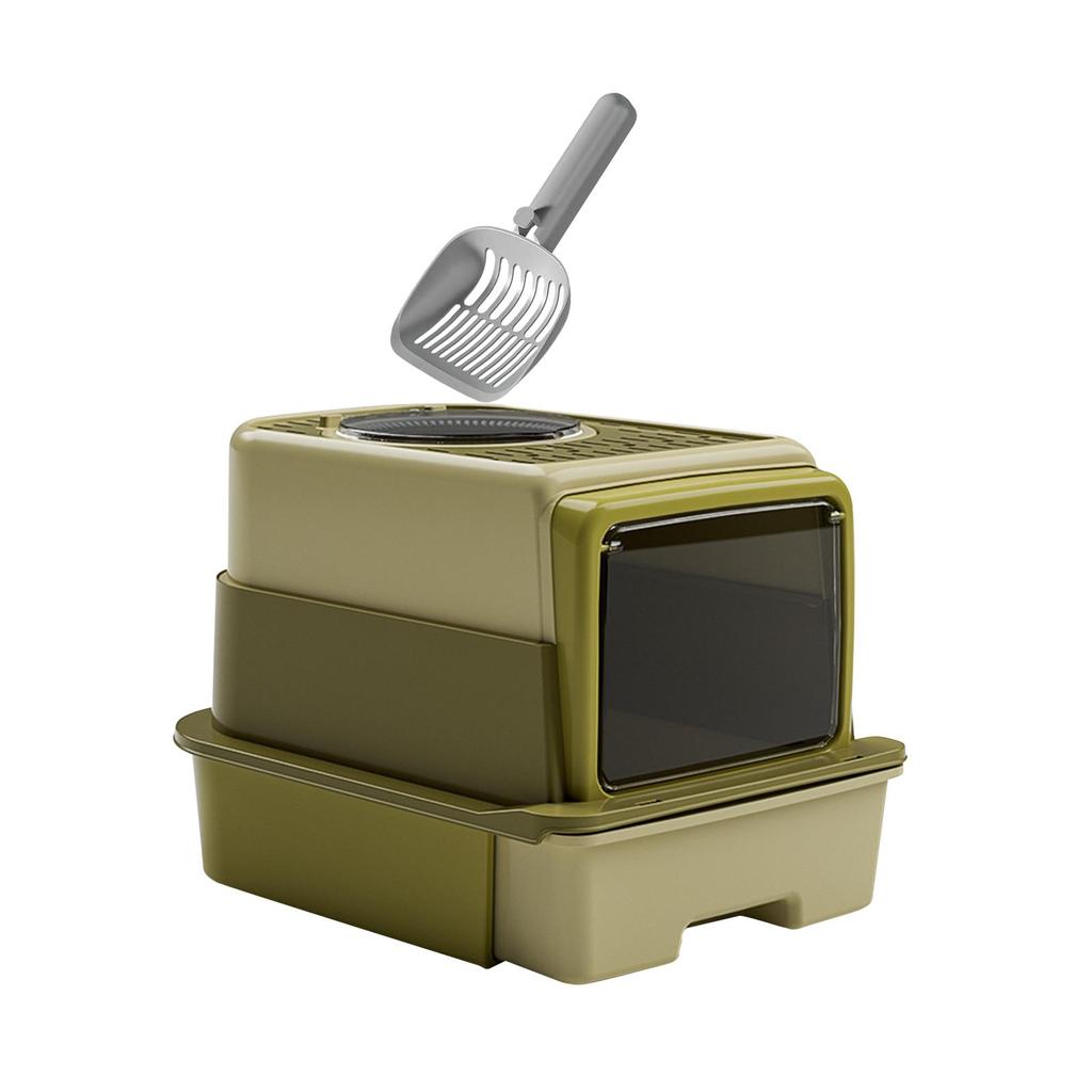 Fully Enclosed Cat Litter Tray,Hooded Cat Litter Box with ,Bedpan,Pet Litter Box,Pet Litter Tray with Lid for Travel