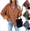 Women's Oversized Corduroy Button Down Shirt Long Sleeve Pocket Loose Casual Blouse
