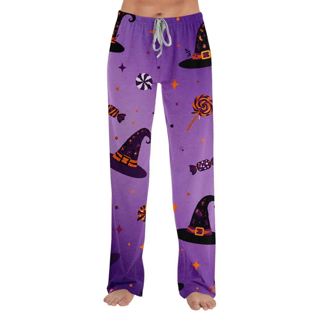 Women's Halloween Print Loose Fit Pajama Pants for Loungewear and Sleep