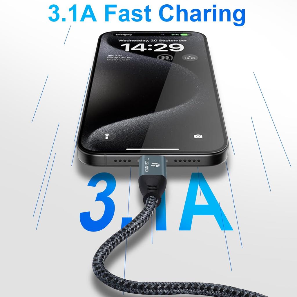 Thzzhnno USB C to USB Gen2 Data Transfer USB Type C Cord for iPhone Pro USB-A Cable, 10Gbps, 8M, 3.1/USB 3.2 Cable, 15/MacBook Pro/iPad