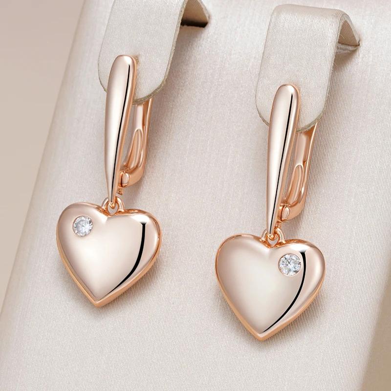 Golden Love Heart Pendant Earrings Simple Women Earrings Party Daily Fashion Jewelry Micro Inlay Zircon Gifts