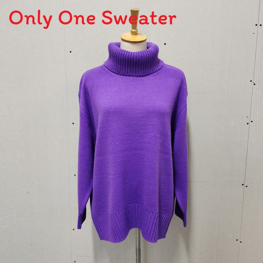 Autumn Winter Women Sweater With High Neck Knitted Fabric For Casual Lounge Wear