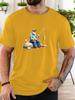 Cartoon Fisherunisex Beer Print Unisexs Crew Neck Short Sleeve Tee Soft Summer Top For Angling Lover Daily Street Basic Outfit Wear