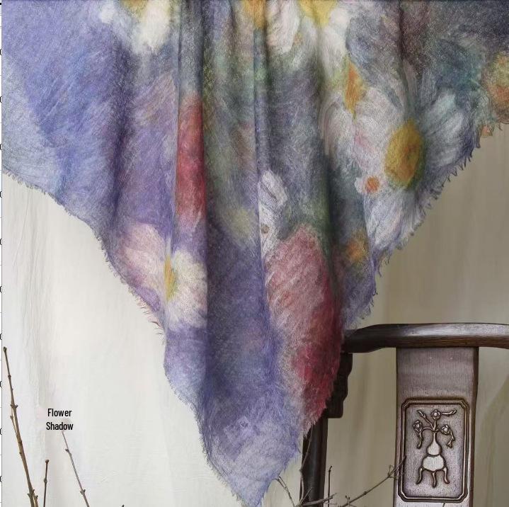 Cloud Mist Cashmere Scarf - 200 Count, Printed Square, Thin Neck Warmer (YRC5259)