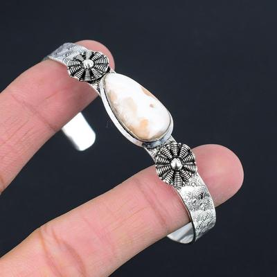Sisters Day Sale Scolecite Stone 925 Sterling Silver Unique Handcrafted Bangle