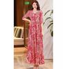 Women's Summer Holiday Dress, Five-Sleeve, Mid-Waist, Commuting, Printed, Slimming, Flared Long Skirt