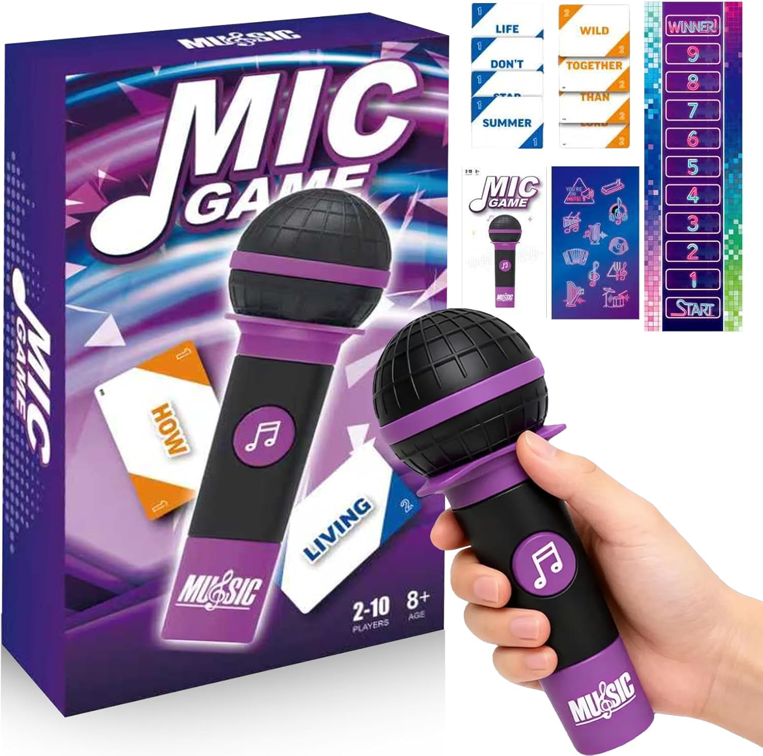 

Mic Karaoke Party Game The Family Karaoke Game Board Set 2-10Players Board Game For Bad Singers 125Lyric Cards New