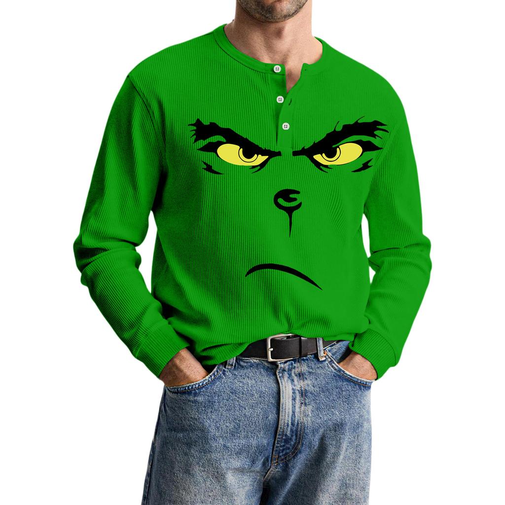 Men's Casual Knit Button-Up Long-Sleeve Shirt
