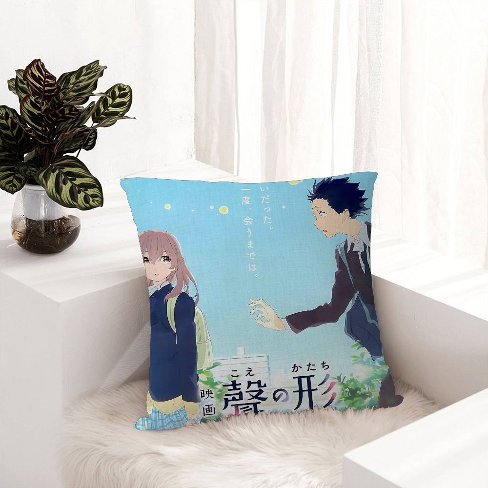 A Silent Voice Anime Kissenbezug Auto Wurfkissenbezug für Sofa Auto Weihnachtsgeschenk 40x40cm 45x45cm