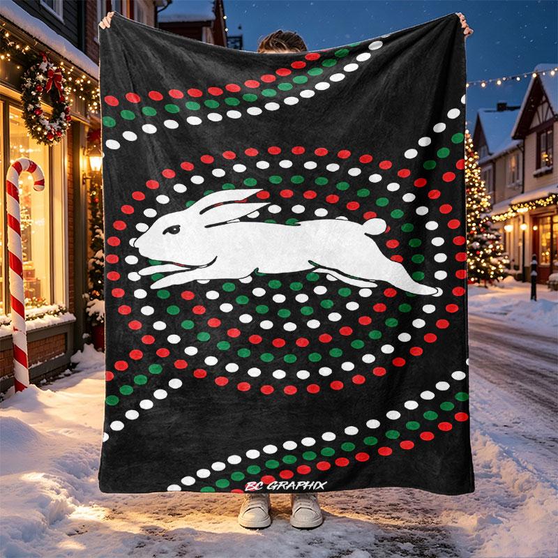 South Sydney Rabbitohs Pattern Blanket for Home Decoration, Bed, Sofa, Car Travel, Camping, Suitable for All Seasons, Birthday Christmas Gift