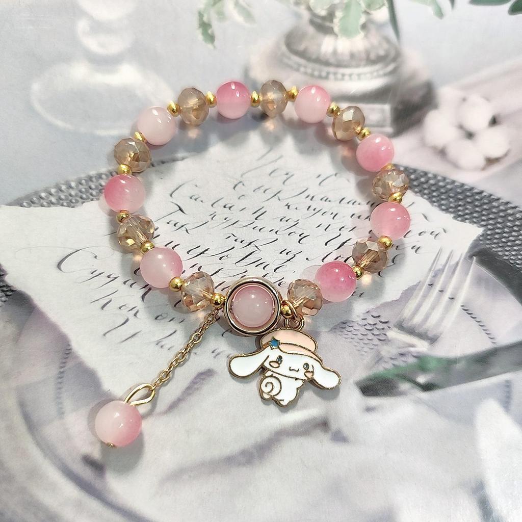 Forest Butterfly Glass Bracelet with Ice-Cracked Flower Beads