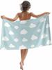 Beach Towel Summer Ocean Beach Microfiber Sand Free Towel, Blue Sky Sea Soft Absorbent Quick Dry Travel Towels for Women Men