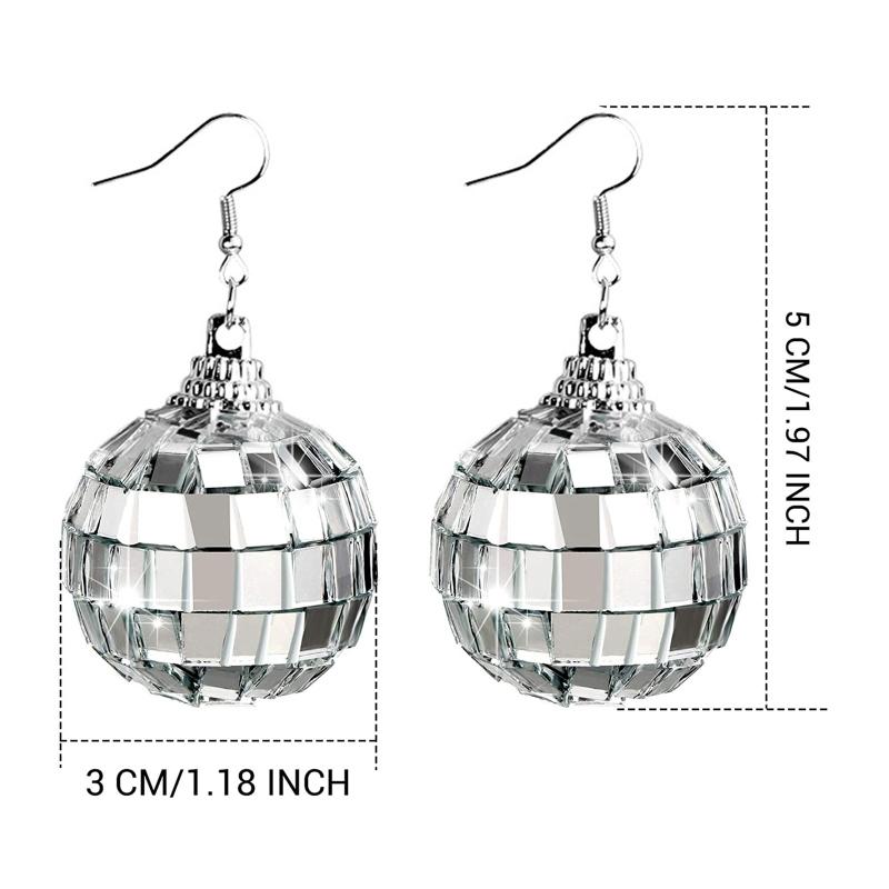 Vintage Disco Dangle Earrings Disco Ball Earrings 60's or 70s Dance Party Costume Jewelry Accessories for Women Girls