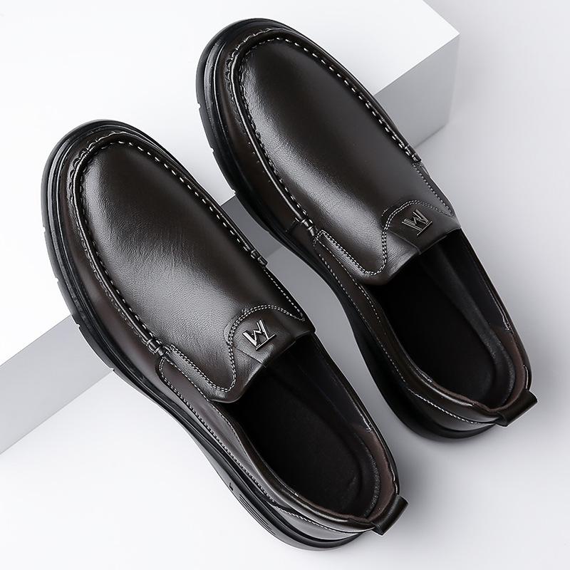 

Мужская обувь 2025 осень горячая воловья кожа мягкая подошва дышащая деловая повседневная кожаная обувь мужская тонкая обувь-лоферы мужская 46 серый