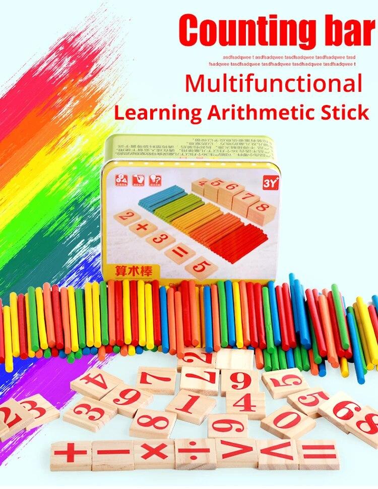 1 Kit Children Preschool Playthings Montessori Style Counting Sticks Rods Featuring Iron Box Math Education Ideal For Boys and Girls