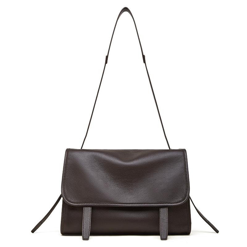 

Season Retro Matte Shoulder Tote Bag Women S Winter First Layer Cowhide Commuter Bag Big Bag 30*11*24 кавовий