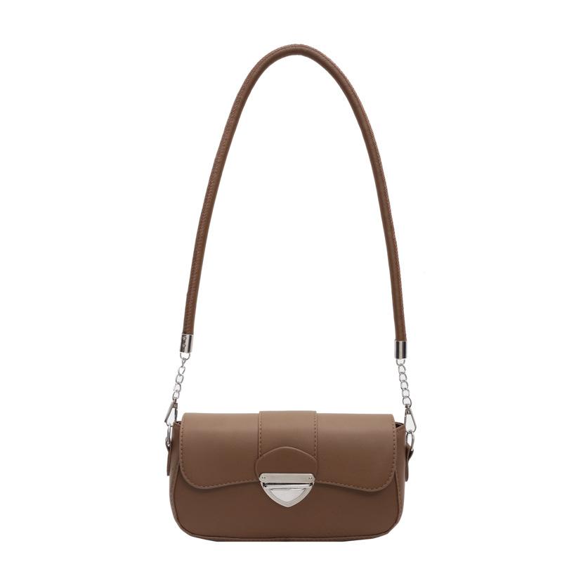 

2024 niche design new women s bag autumn retro lock underarm bag versatile single shoulder crossbody small square bag коричневий