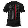 Thin Red Line Vertical Flag 1776 We The People Firefighter Back Print Men's T-Shirt and Kids Tshirt