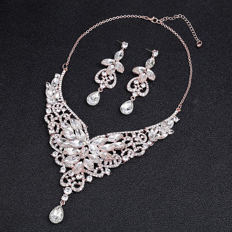 Set Colier Exagerat Retro cu Pietre de Cristal - Bijuterii Europene & Americane pentru Femei