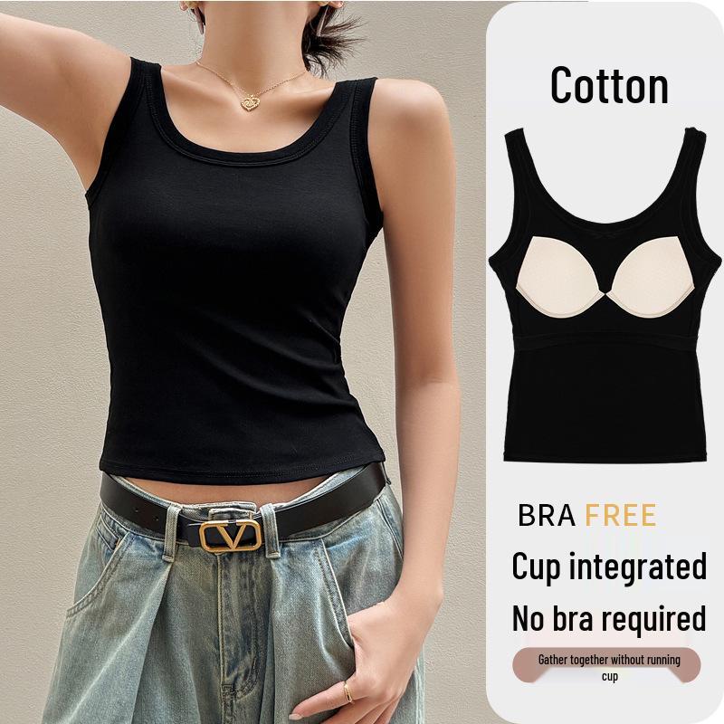 

Жіночий топ-майка з U-подібним вирізом і красивою спинкою, з чашками - Чиста бавовна, в язаний, для носіння під одягом або самостійно. M (suitable for 95-115 kg)