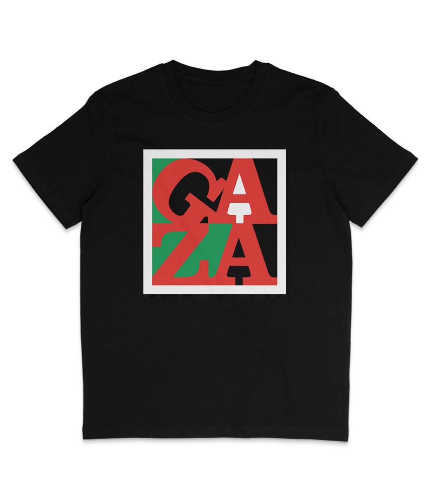

GAZA - White Border - Black - Organic T-Shirt - Palestine XL