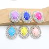 10 pieces of 23 * 28mm double row oval flat crystal four hole sewn rhinestone buttons DIY clothing hair clip decoration accessor