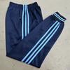 Dunkelblaue Jogginghose mit drei hellblauen Streifen, enges Bündchen, für Schüler der Mittel- und Grundschule, Unisex, Slim Fit, Schul