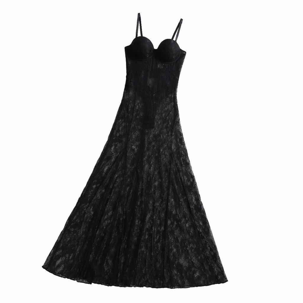 2025 Spring/Summer European & American Style Sexy Lace Slim Fit Spaghetti Strap Dress