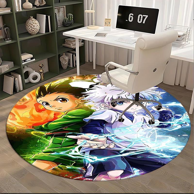 1pc Anime Cartoon Design Round Carpet Office Chair Mat, NonSlip Rug for Home Decor, Living Room