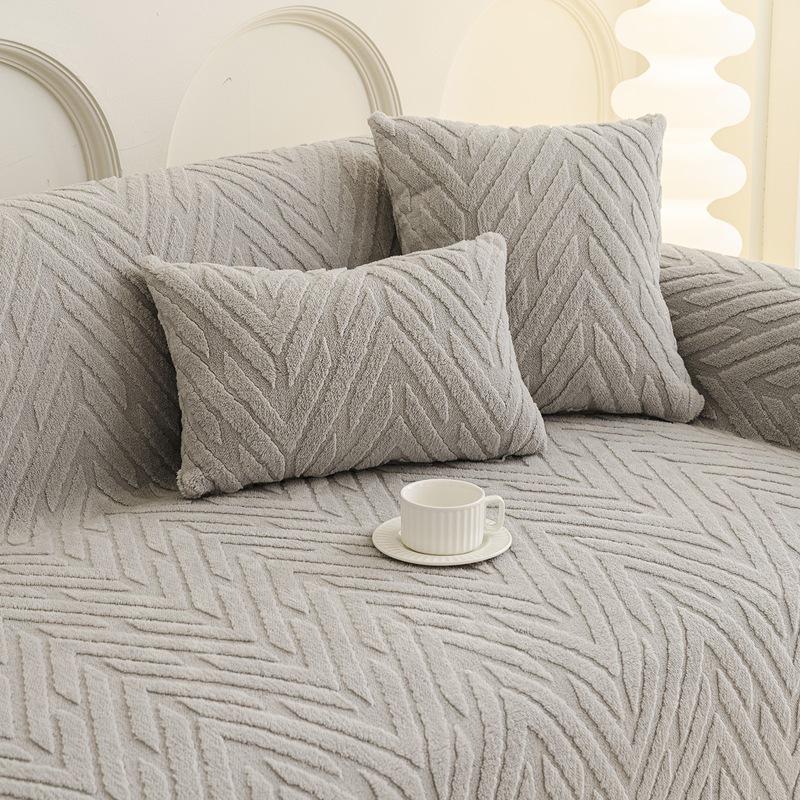 Plush Three-Seater Chaise Sofa Cover, All-Inclusive One-Piece Blanket/Cushion for Autumn/Winter